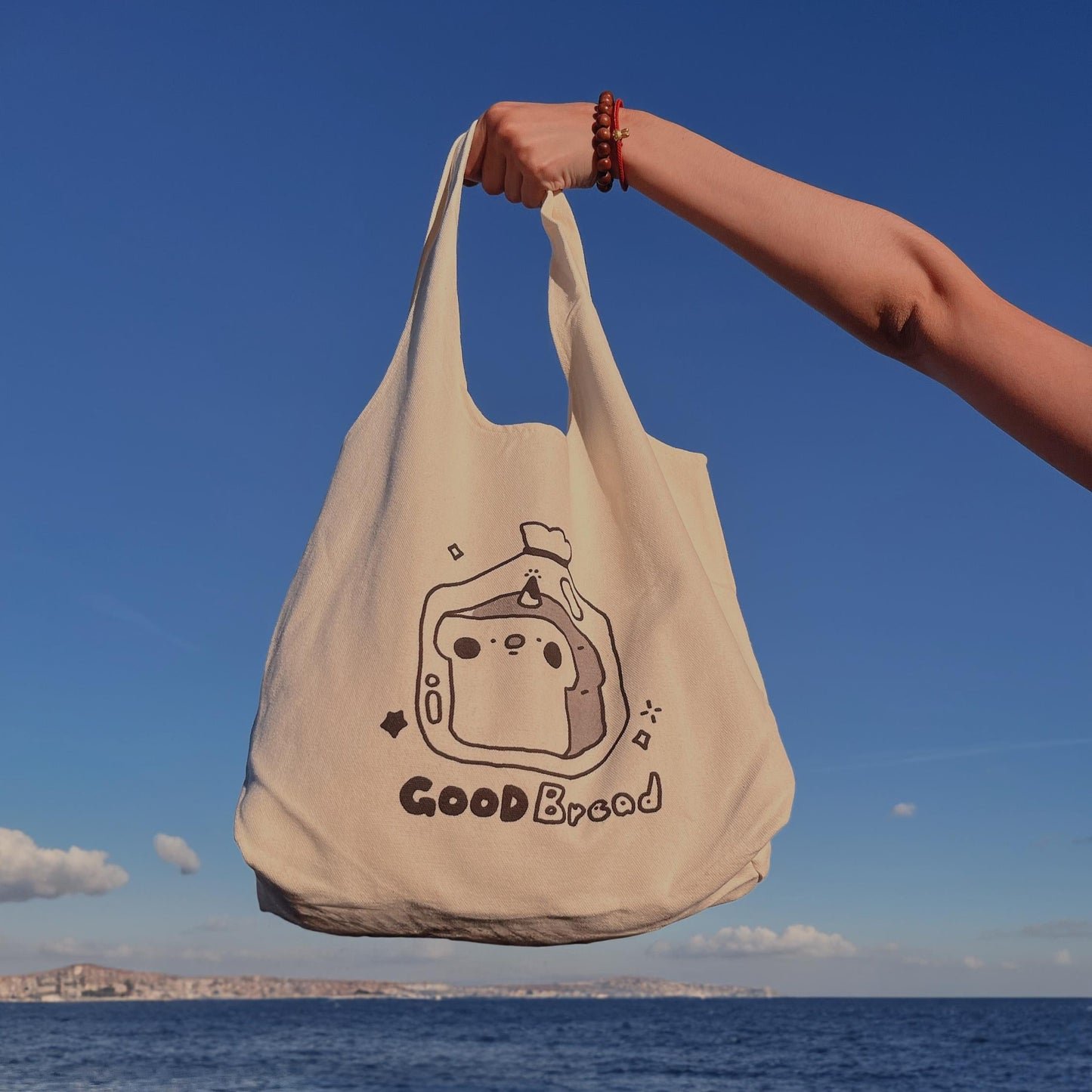 Minimalist Bread Embroidered Canvas Tote Bag - Kawaii Aesthetic Bakery Bag