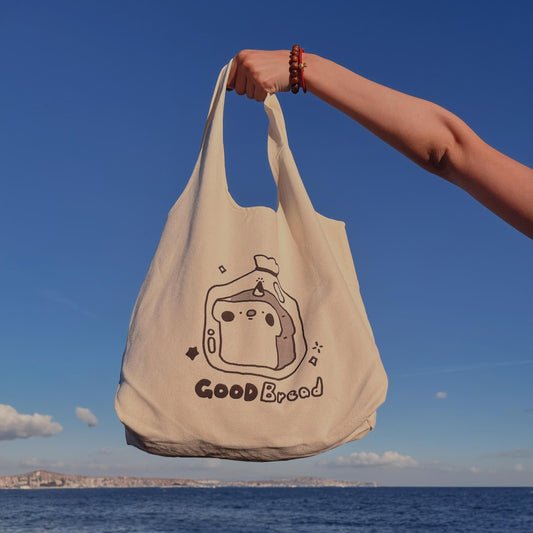 Minimalist Bread Embroidered Canvas Tote Bag - Kawaii Aesthetic Bakery Bag