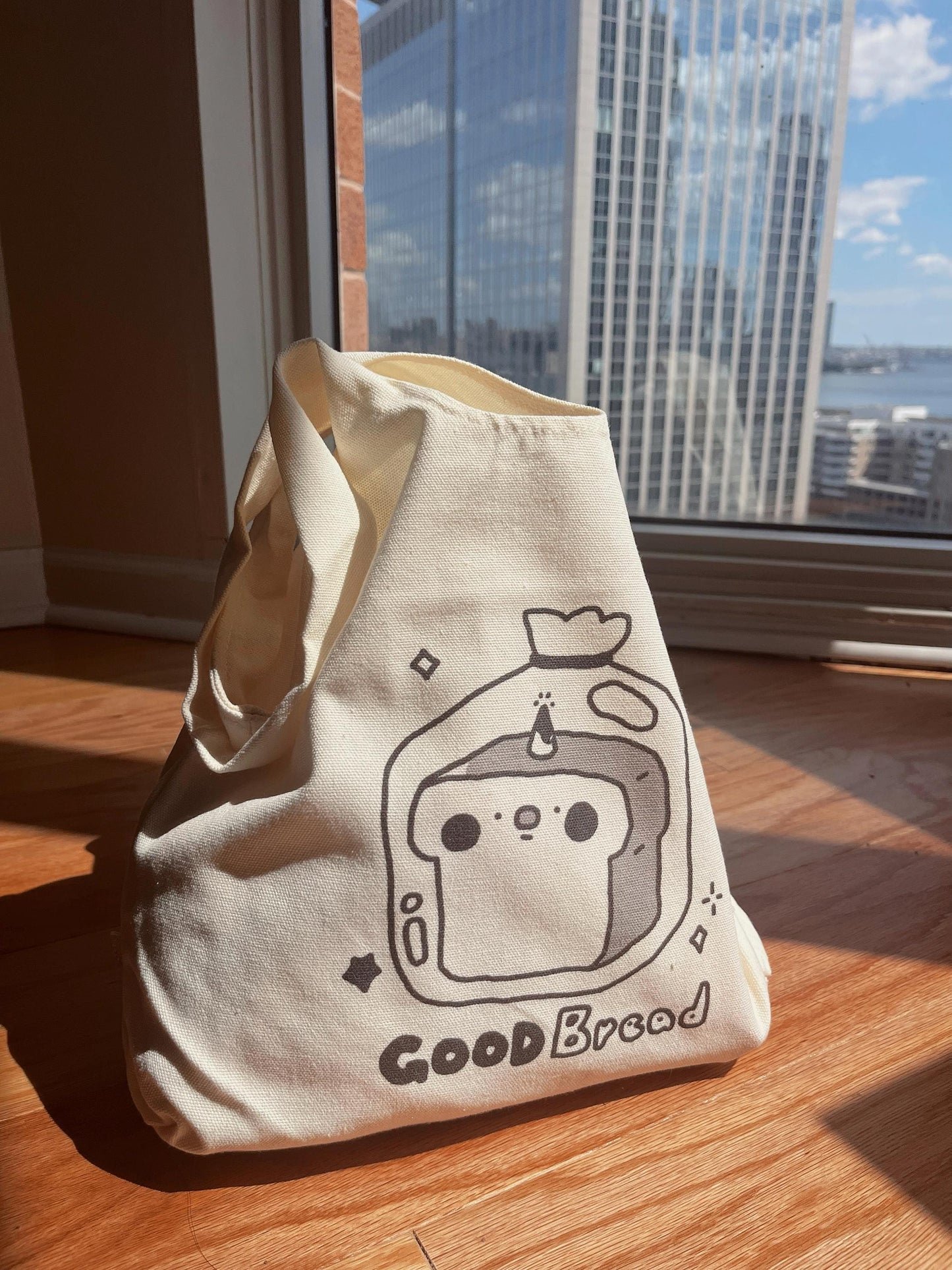Minimalist Bread Embroidered Canvas Tote Bag - Kawaii Aesthetic Bakery Bag