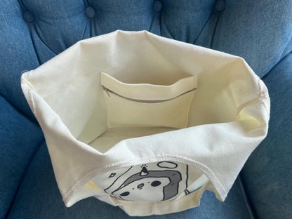 Minimalist Bread Embroidered Canvas Tote Bag - Kawaii Aesthetic Bakery Bag